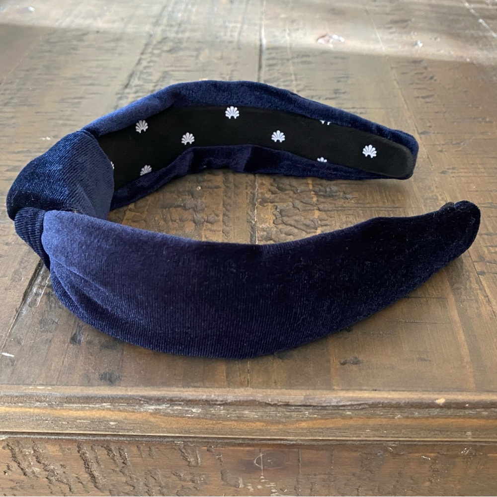Lele Sadoughi Navy Velvet Knot Headband | Bestseller | Comfortable Wide Band - Picture 14 of 14